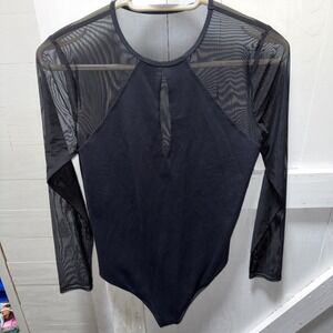 Abercrombie & Fitch Soft A&F Black Long Sheer Sleeve Bodysuit Women's Medium